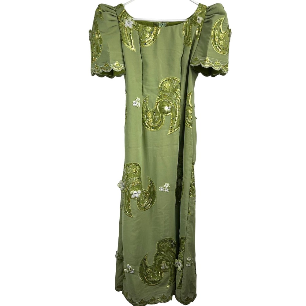 Vintage Handmade Green Embellished Formal Dress‎ No Tags